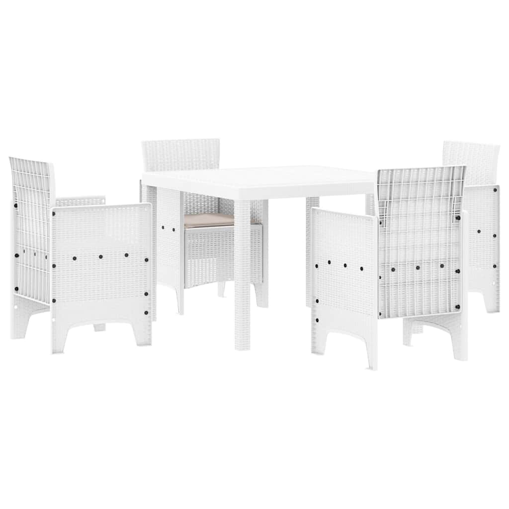 Garden Dining Set 5 pcs White Polypropylene