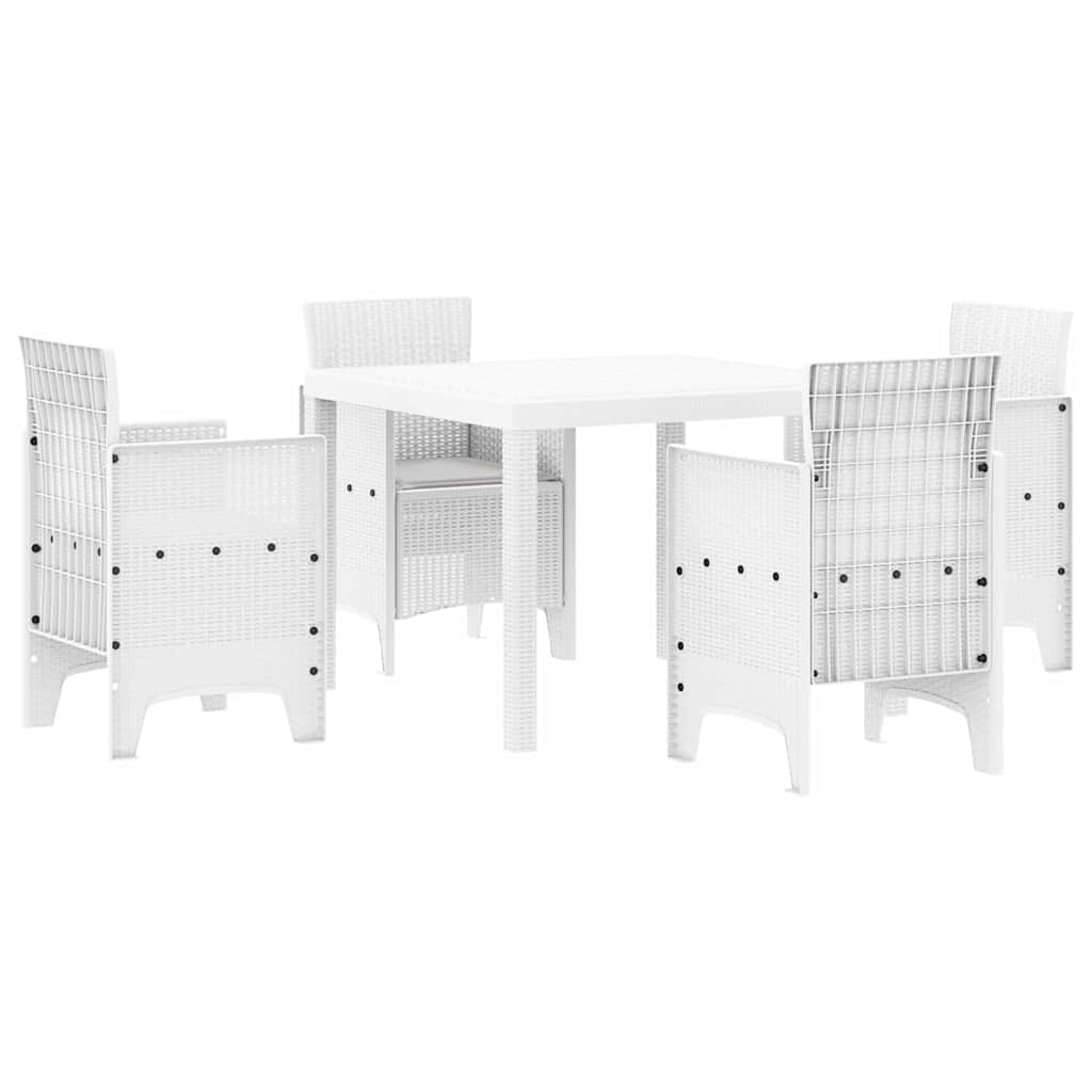 Garden Dining Set 5 pcs White Polypropylene