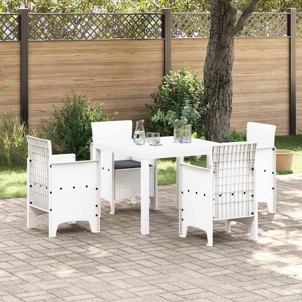 Garden Dining Set 5 pcs White Polypropylene