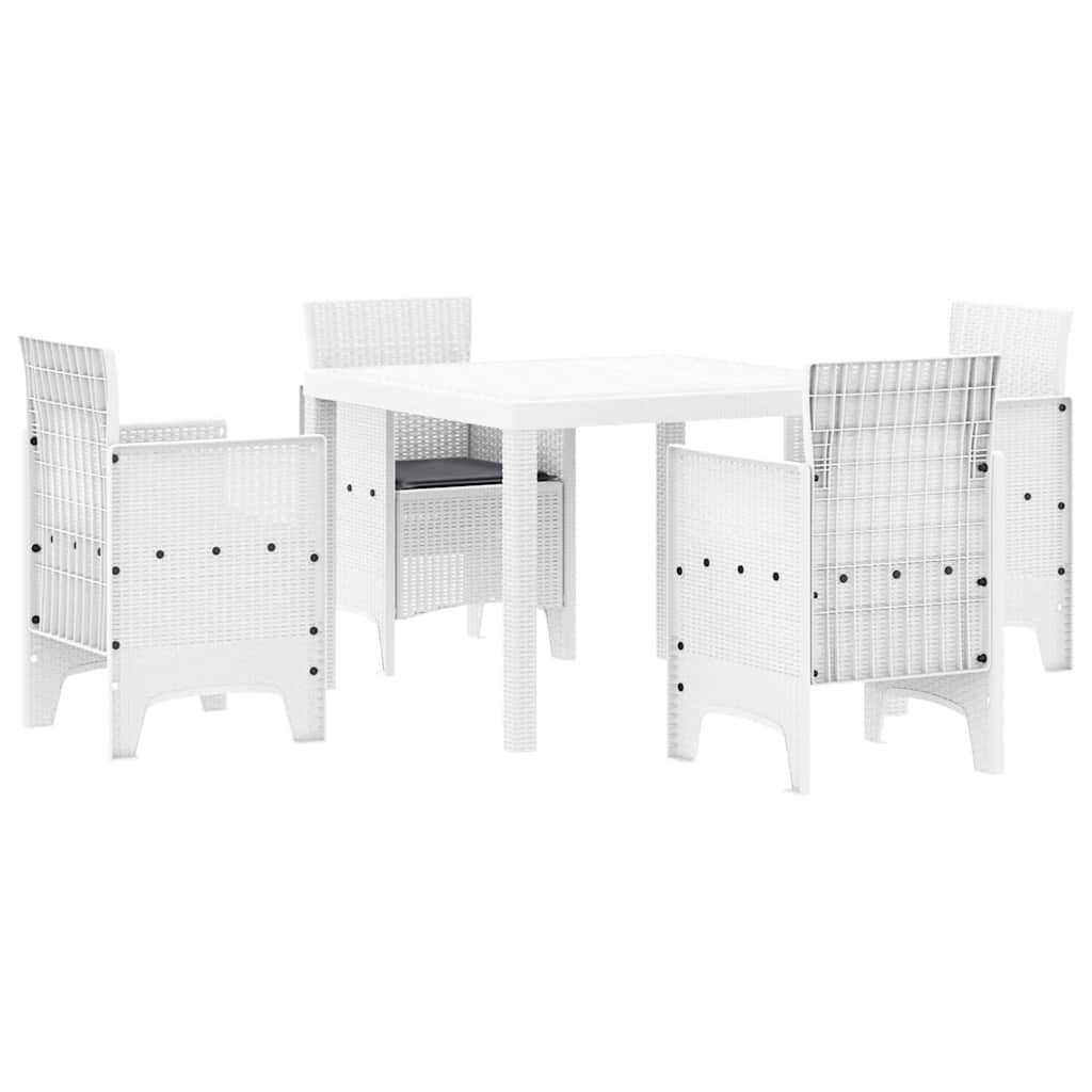 Garden Dining Set 5 pcs White Polypropylene