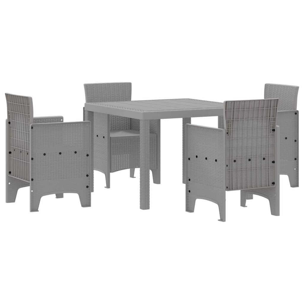 Garden Dining Set 5 pcs Light Grey Polypropylene