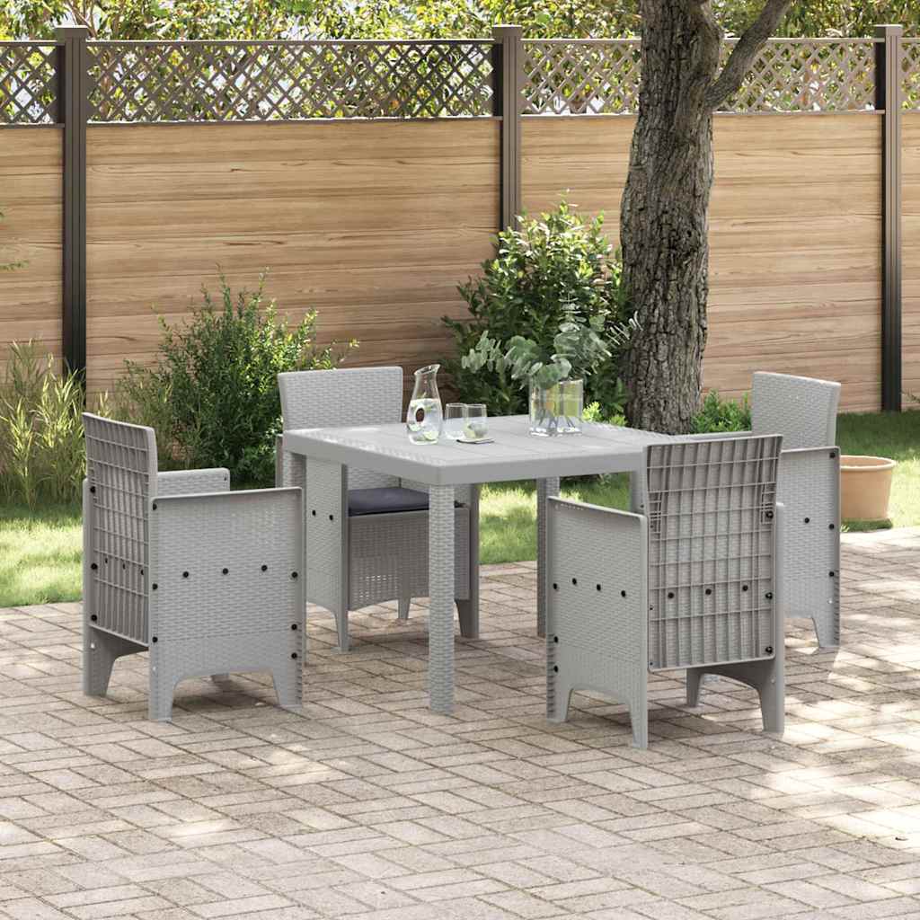 Garden Dining Set 5 pcs Light Grey Polypropylene