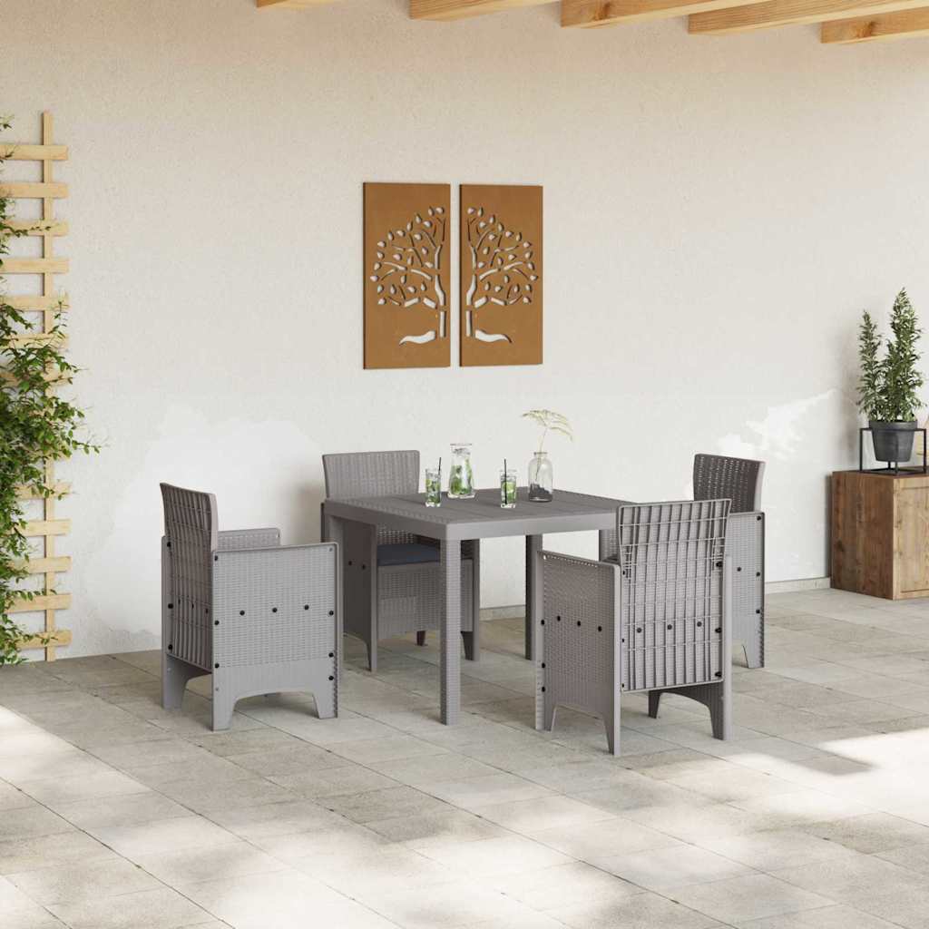 Garden Dining Set 5 pcs Light Grey Polypropylene