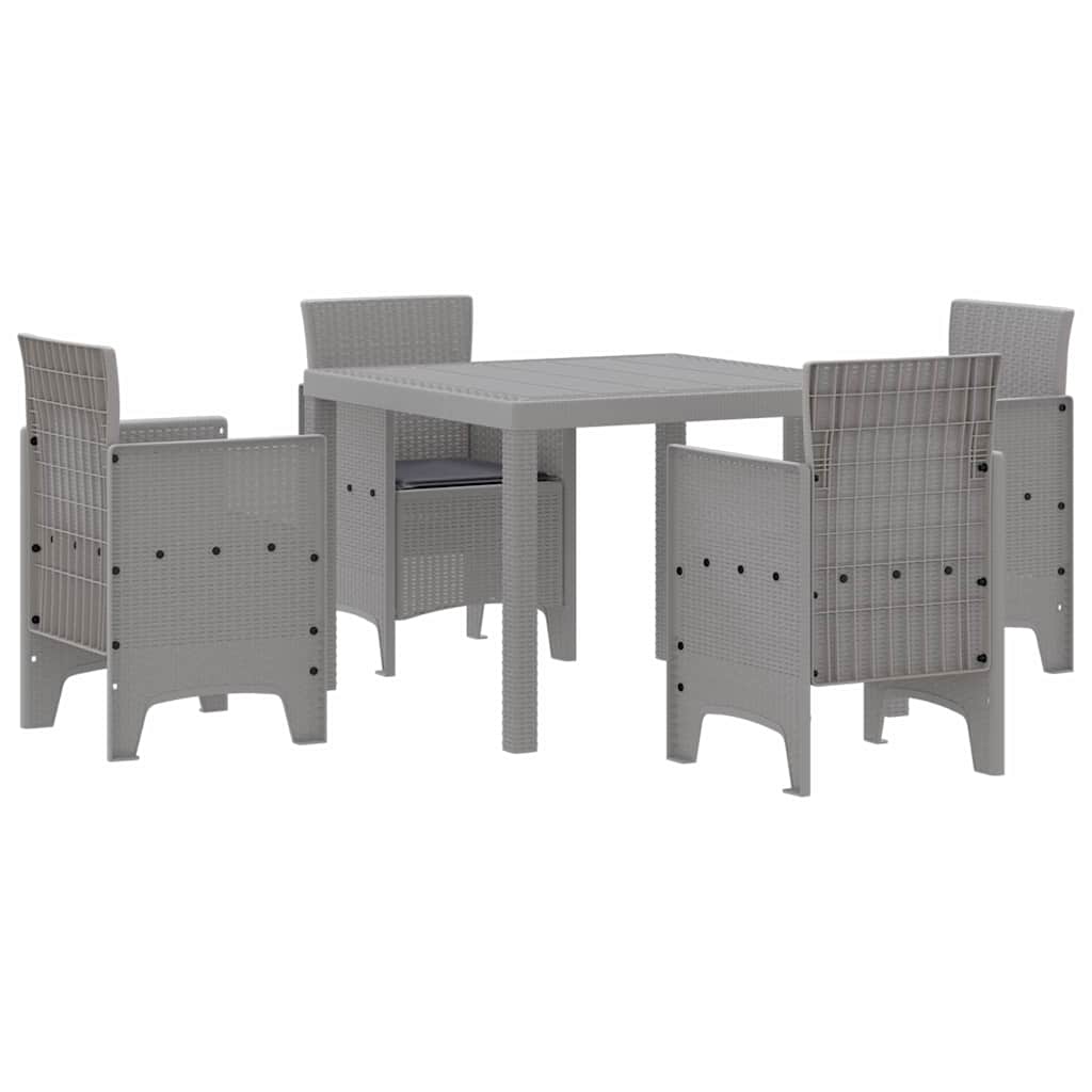 Garden Dining Set 5 pcs Light Grey Polypropylene