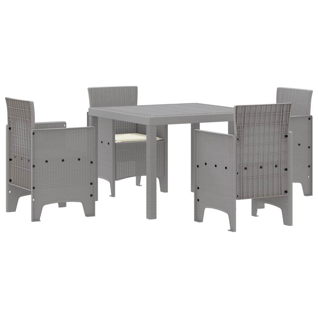 Garden Dining Set 5 pcs Light Grey Polypropylene