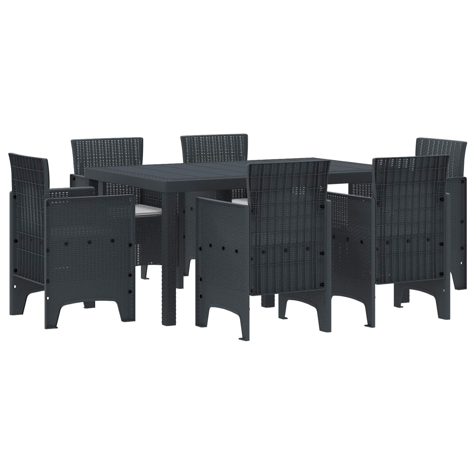 Garden Dining Set 7 pcs Anthracite Polt rattan