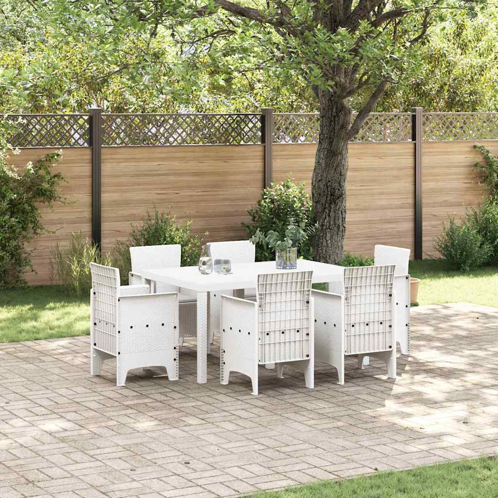 Garden Dining Set 7 pcs White Polt rattan