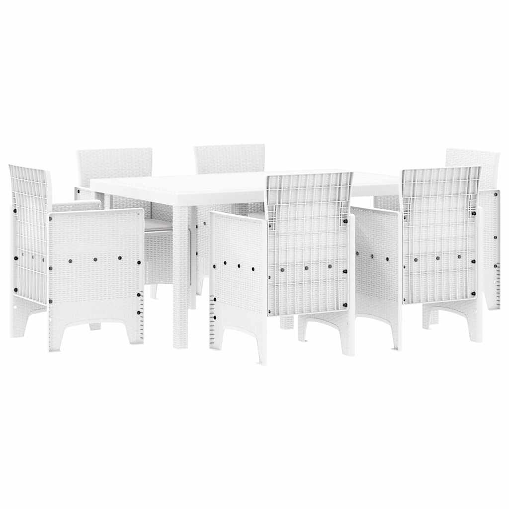 Garden Dining Set 7 pcs White Polt rattan