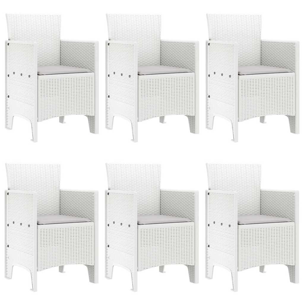 Garden Dining Set 7 pcs White Polt rattan