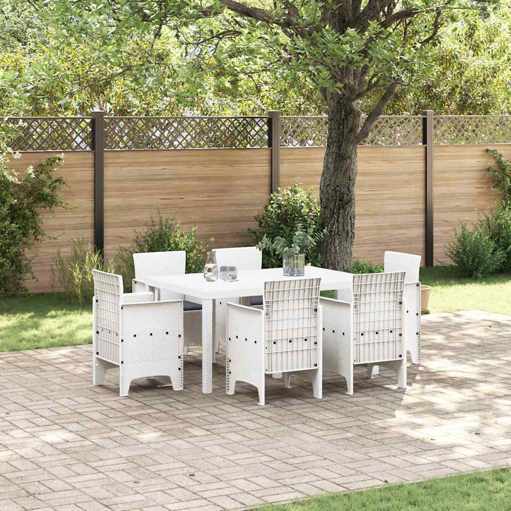 Garden Dining Set 7 pcs White Polt rattan