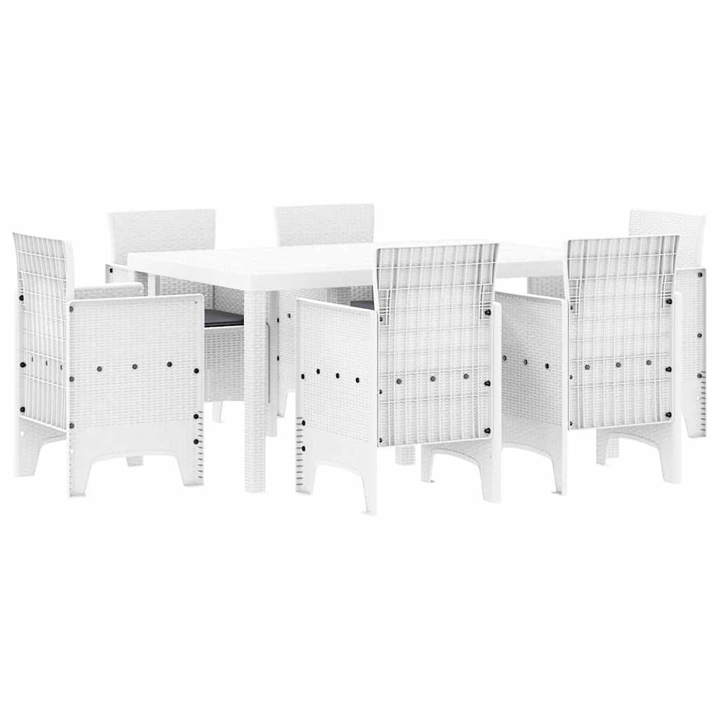 Garden Dining Set 7 pcs White Polt rattan