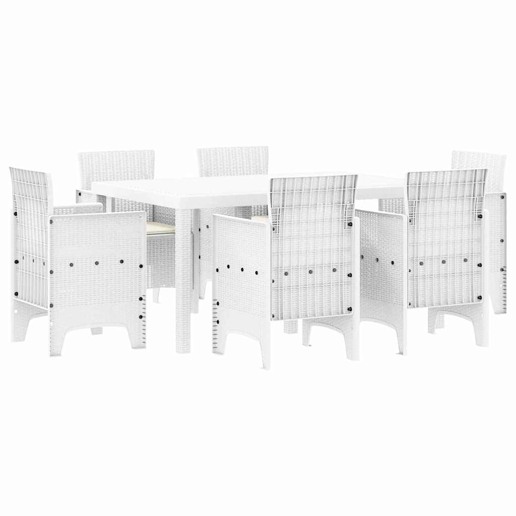 Garden Dining Set 7 pcs White Polt rattan