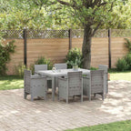 Garden Dining Set 7 pcs Light Grey Polt rattan