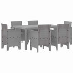 Garden Dining Set 7 pcs Light Grey Polt rattan