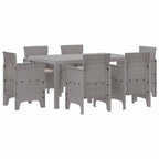Garden Dining Set 7 pcs Light Grey Polt rattan