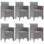 Garden Dining Set 7 pcs Light Grey Polt rattan