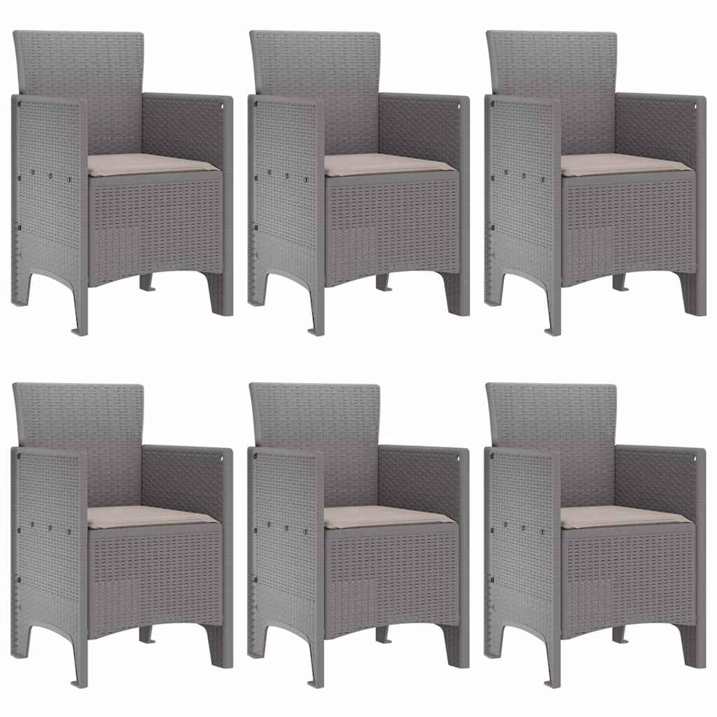 Garden Dining Set 7 pcs Light Grey Polt rattan