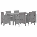 Garden Dining Set 7 pcs Light Grey Polt rattan