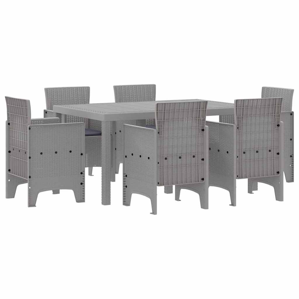 Garden Dining Set 7 pcs Light Grey Polt rattan