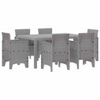 Garden Dining Set 7 pcs Light Grey Polt rattan