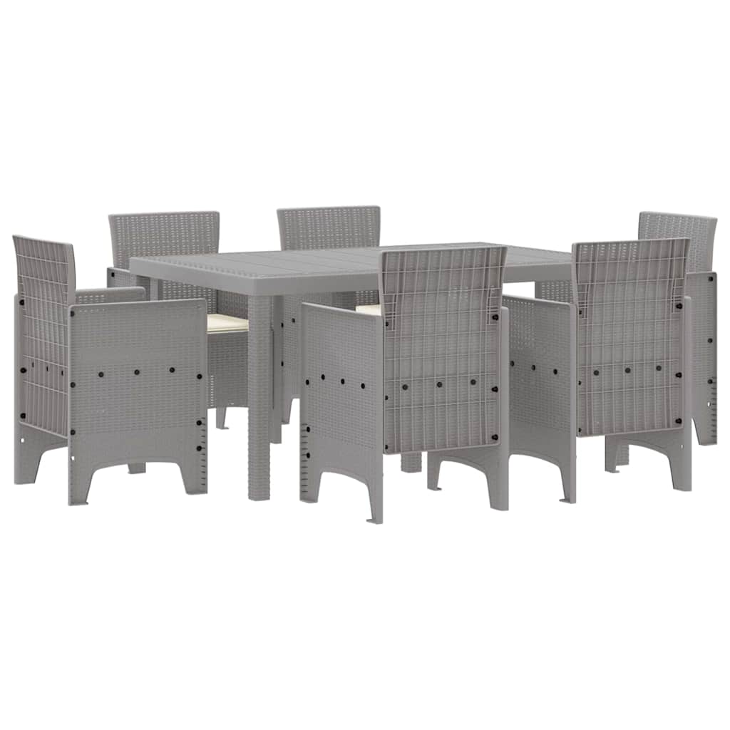 Garden Dining Set 7 pcs Light Grey Polt rattan