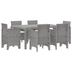 Garden Dining Set 7 pcs Light Grey Polt rattan