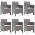 Garden Dining Set 7 pcs Light Grey Polt rattan