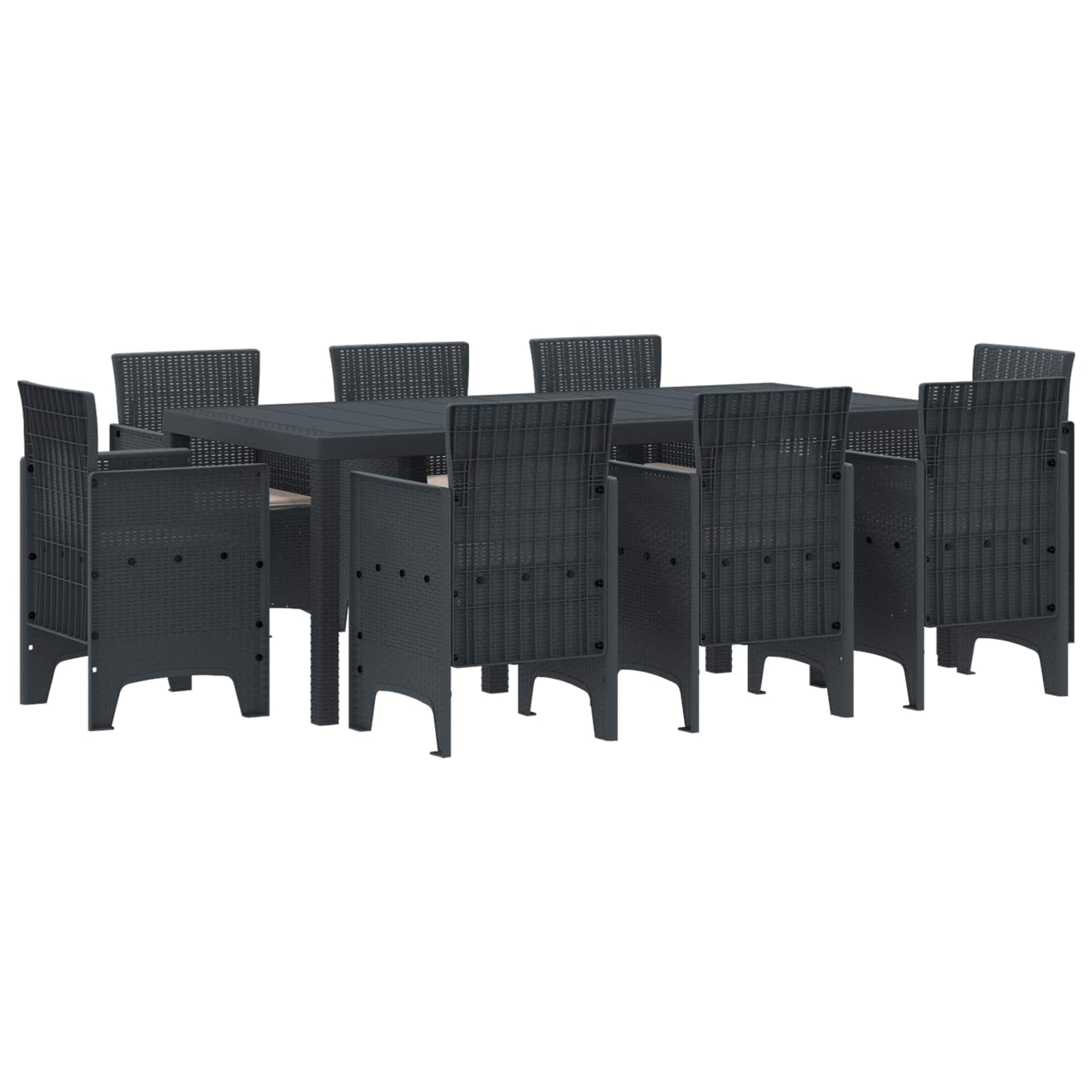 Garden Dining Set 9 pcs Anthracite Polypropylene