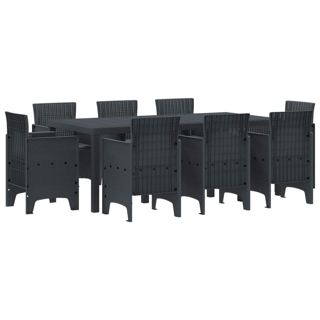 Garden Dining Set 9 pcs Anthracite Polypropylene