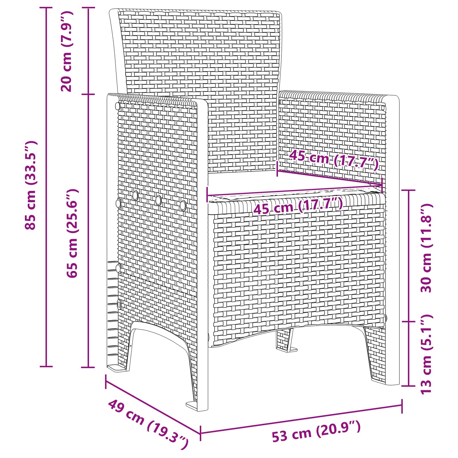 Garden Dining Set 9 pcs Anthracite Polypropylene