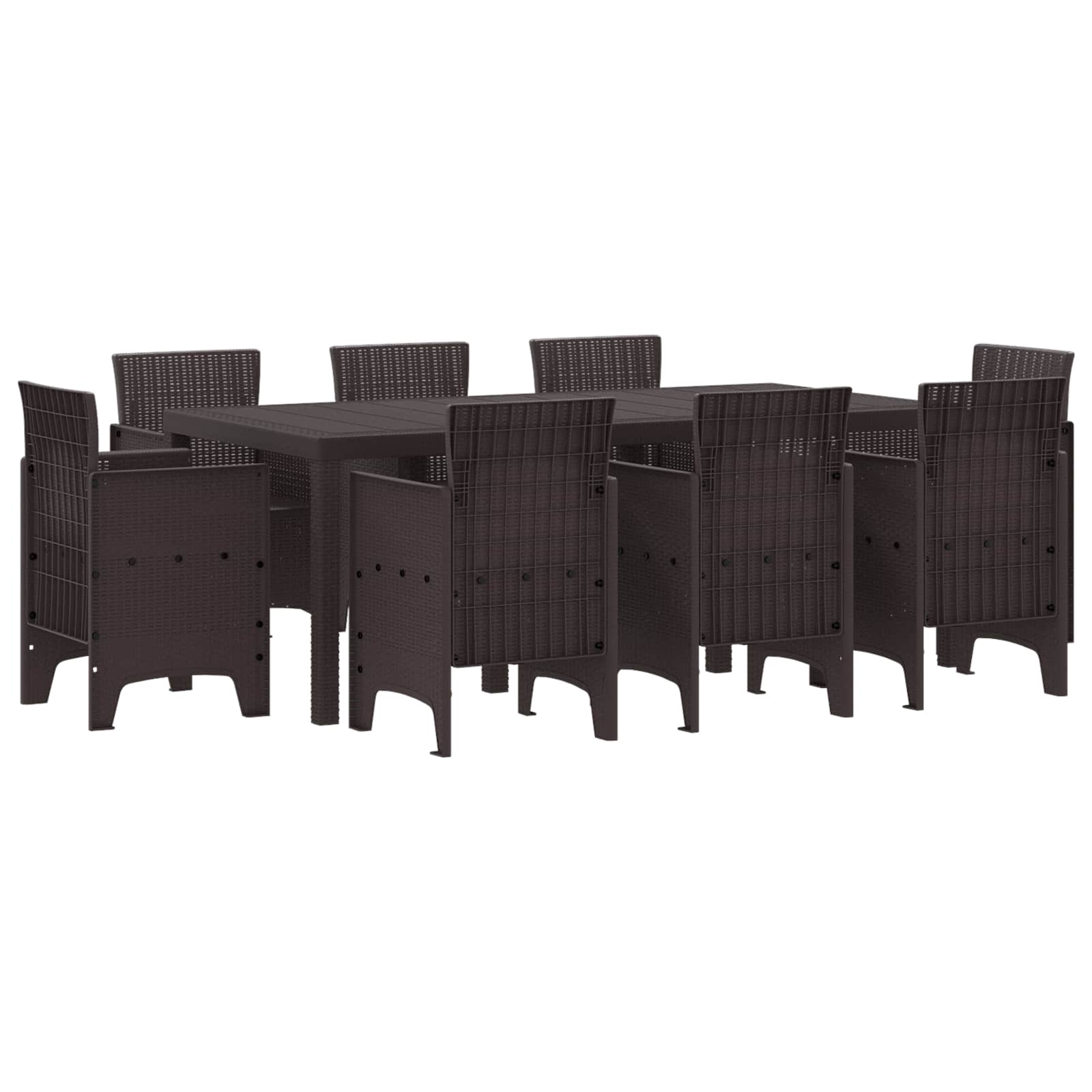 Garden Dining Set 9 pcs Brown Polypropylene
