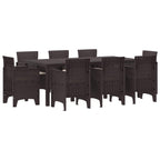 Garden Dining Set 9 pcs Brown Polypropylene