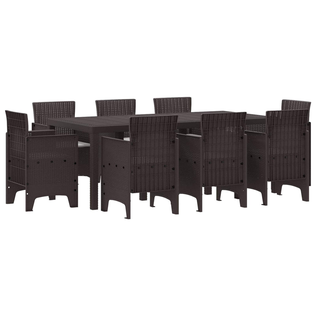 Garden Dining Set 9 pcs Brown Polypropylene