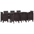 Garden Dining Set 9 pcs Brown Polypropylene