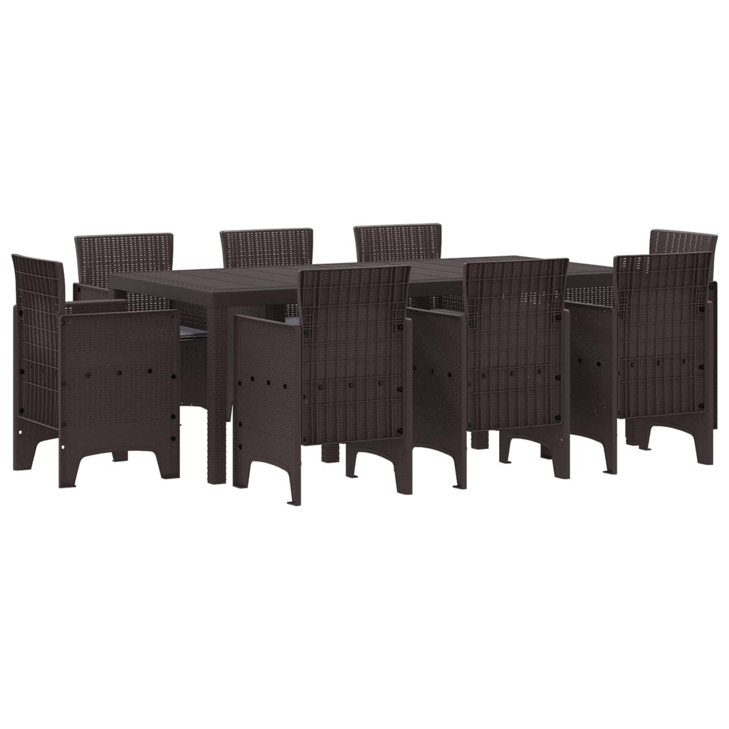 Garden Dining Set 9 pcs Brown Polypropylene