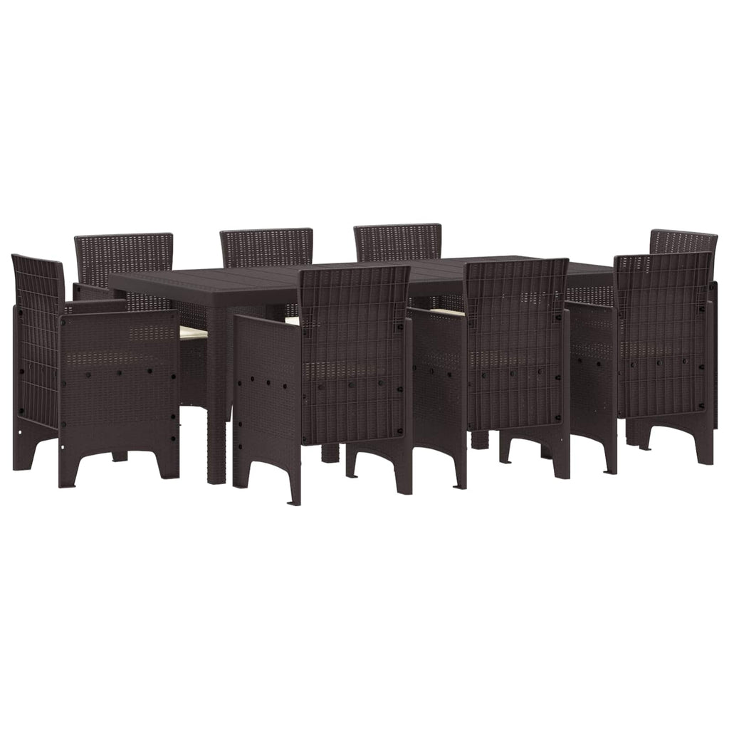 Garden Dining Set 9 pcs Brown Polypropylene