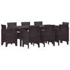 Garden Dining Set 9 pcs Brown Polypropylene