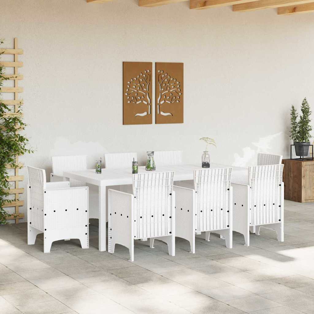 Garden Dining Set 9 pcs White Polypropylene