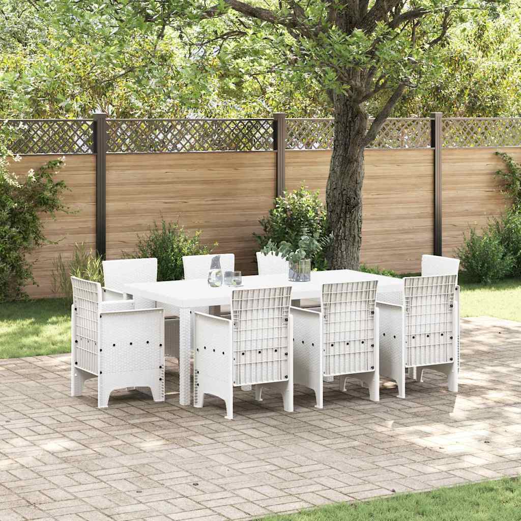 Garden Dining Set 9 pcs White Polypropylene