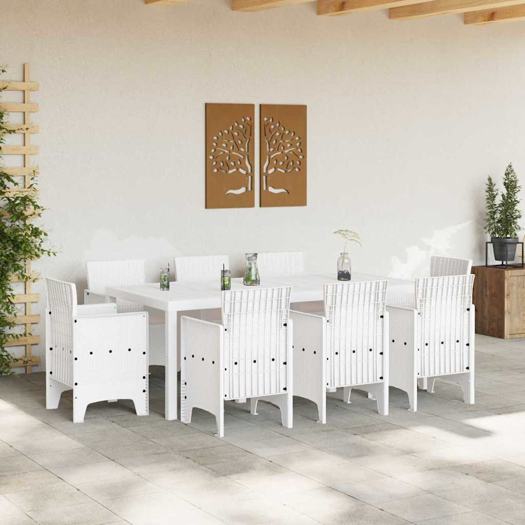 Garden Dining Set 9 pcs White Polypropylene