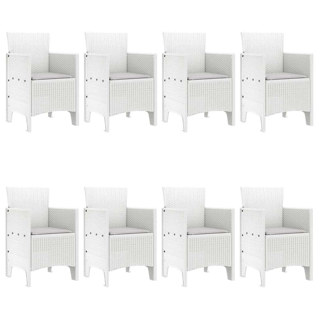 Garden Dining Set 9 pcs White Polypropylene