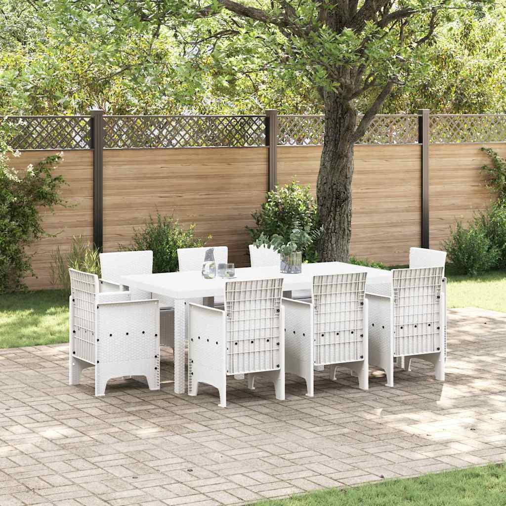 Garden Dining Set 9 pcs White Polypropylene