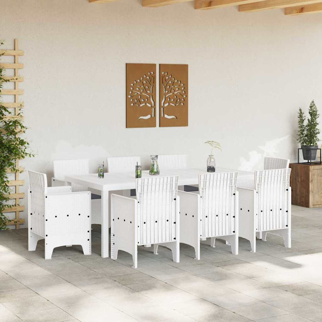 Garden Dining Set 9 pcs White Polypropylene