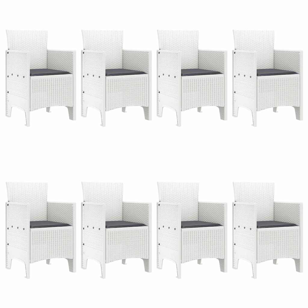 Garden Dining Set 9 pcs White Polypropylene