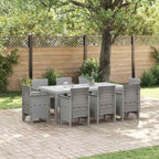 Garden Dining Set 9 pcs Light Grey Polypropylene