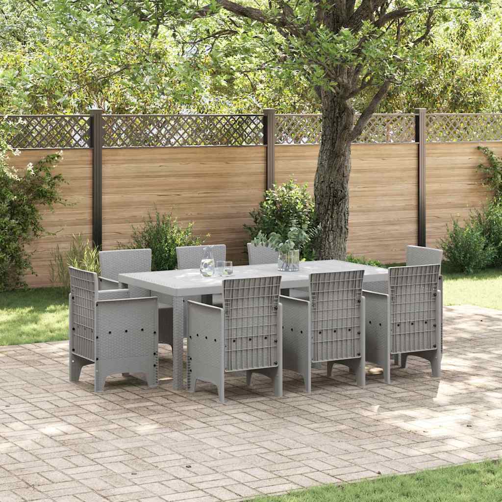 Garden Dining Set 9 pcs Light Grey Polypropylene