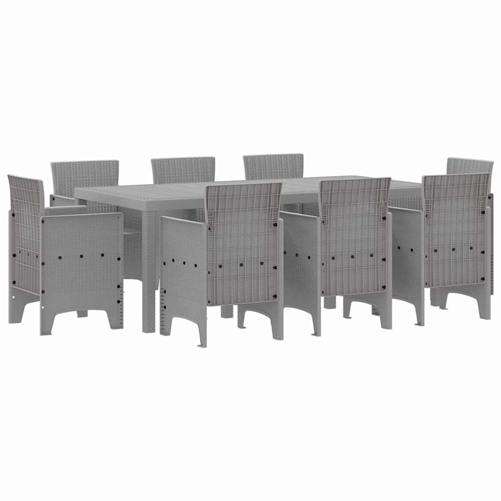 Garden Dining Set 9 pcs Light Grey Polypropylene
