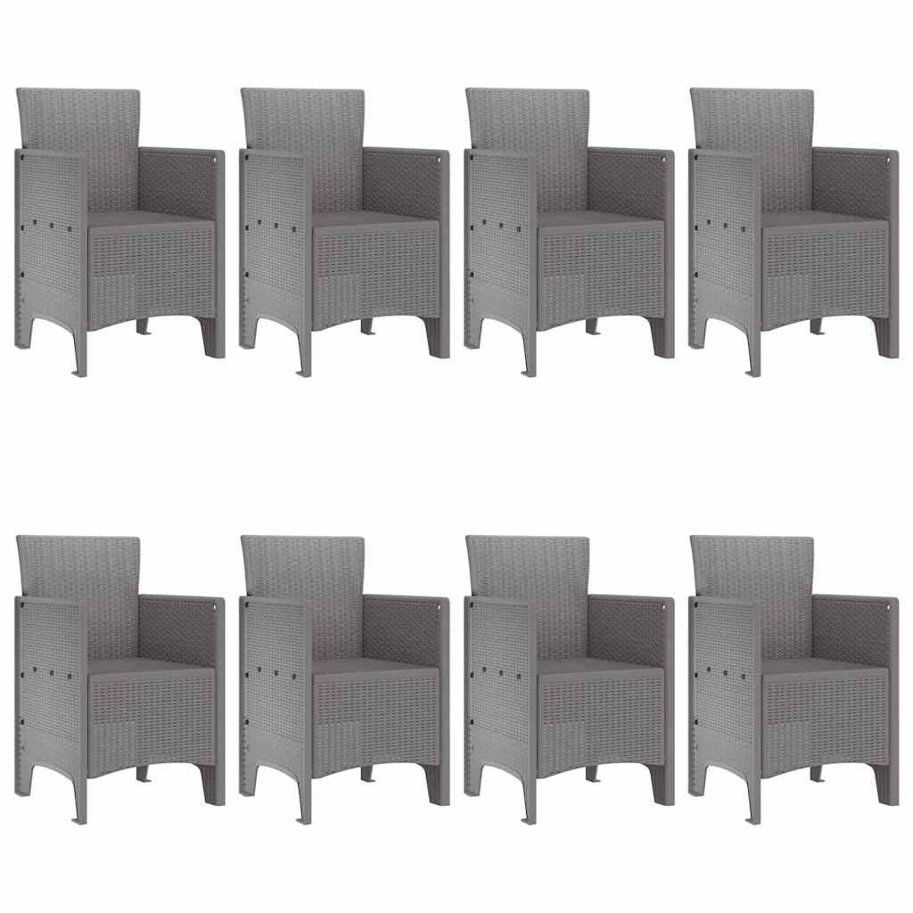 Garden Dining Set 9 pcs Light Grey Polypropylene
