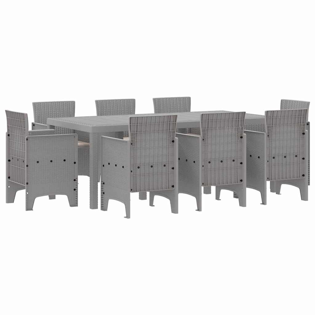 Garden Dining Set 9 pcs Light Grey Polypropylene