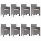 Garden Dining Set 9 pcs Light Grey Polypropylene